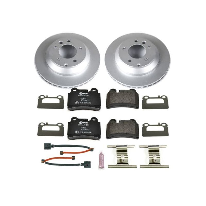 PowerStop — Genuine Geomet Coated Rotors, ECE-R90 Brake Pads + Hardware Kit