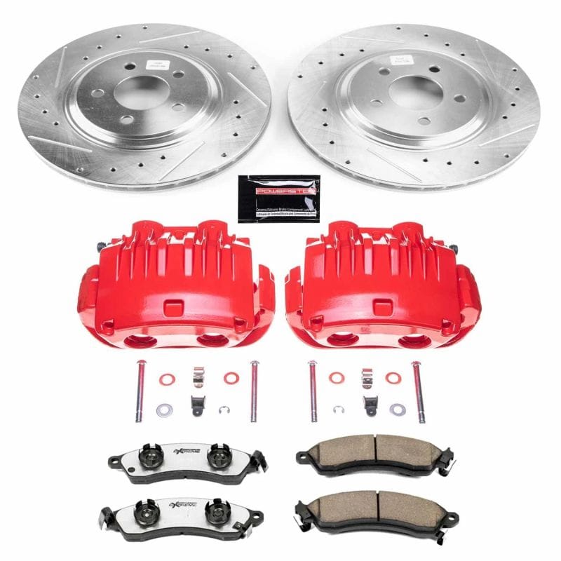 PowerStop — Z26 Street Performance Ceramic Brake Pad, Drilled Slotted Rotor, and Caliper Kit