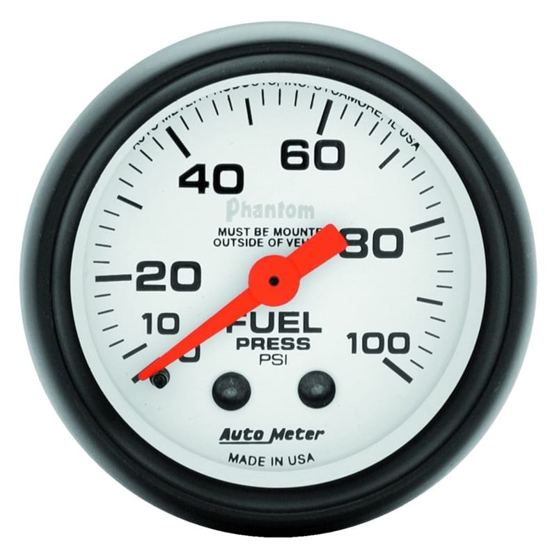 AutoMeter — GAUGE, FUEL PRESSURE, 2 1/16" , 100PSI, MECHANICAL, PHANTOM