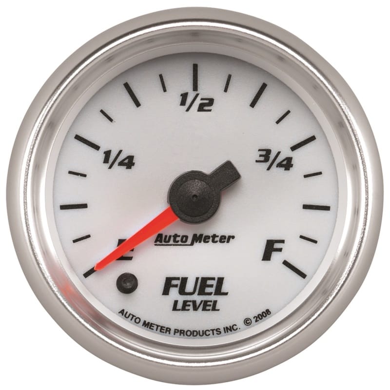AutoMeter — GAUGE, FUEL LEVEL, 2 1/16", 0-280O PROGRAMMABLE, WHITE, PRO-CYCLE