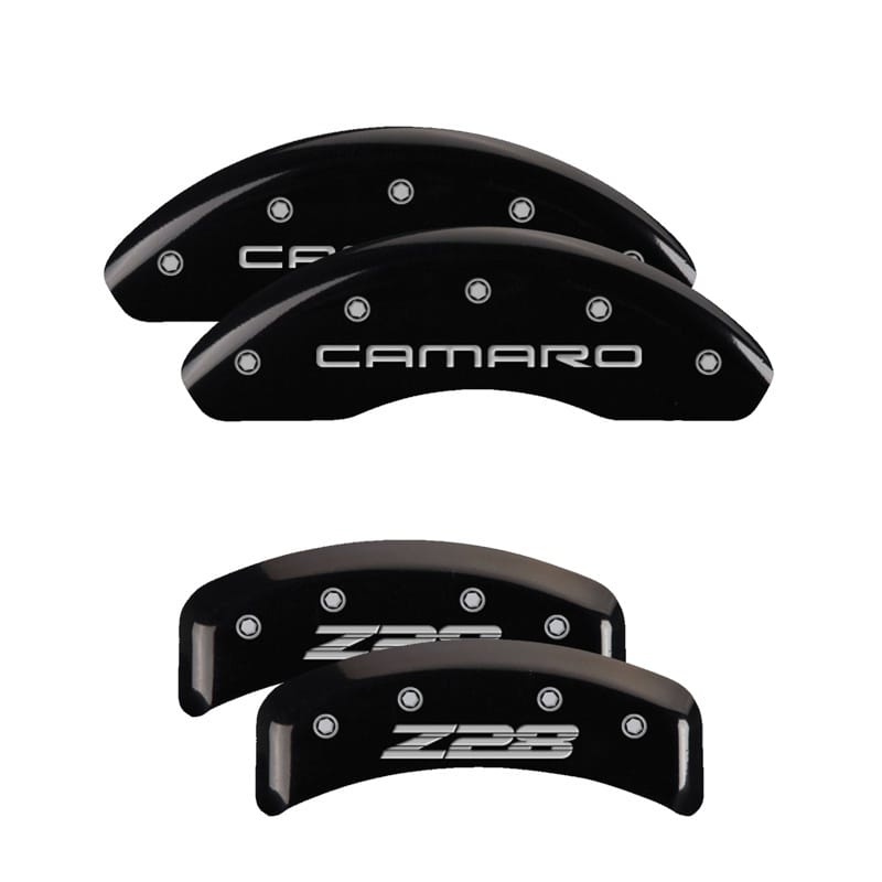 MGP — Set of 4 caliper covers, Engraved Front: Gen 4/Camaro - Engraved Rear: Gen 4/Z28