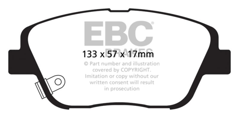 EBC — EBC 10-14 Hyundai Sonata 2.0 Turbo Ultimax2 Front Brake Pads
Disc Brake Pad