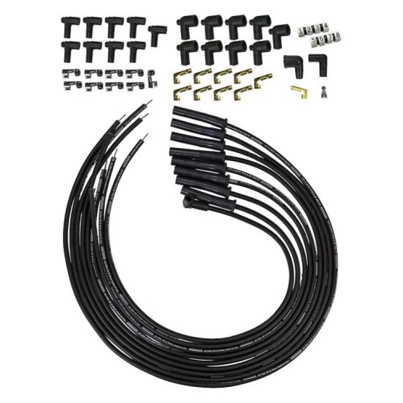 Moroso — Moroso Universal HEI/Non-HEI Style Caps Ultra 40 8mm Multi-Angle Boot Spark Plug Wire Set - Black