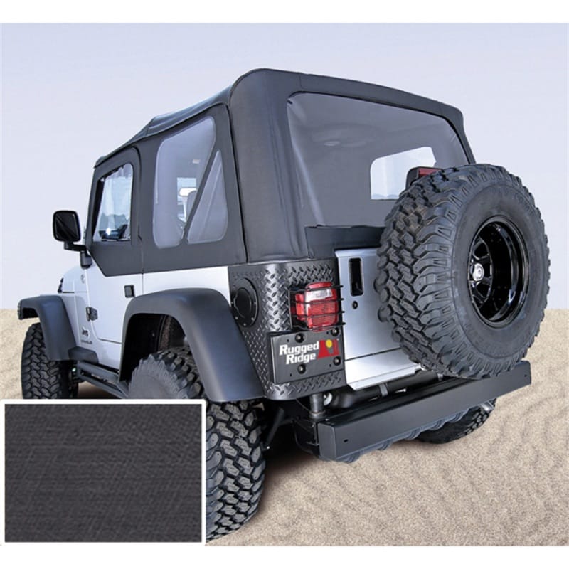 Rugged Ridge — Soft Top, Door Skins, Black, Clear Windows; 97-02 Jeep Wrangler TJ
Fabric Replacement Top