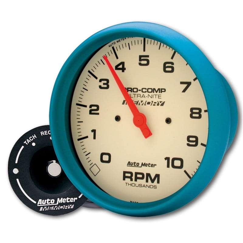 AutoMeter — GAUGE, TACH, 5", 10K RPM, IN-DASH, W/PEAK MEMORY, GLOW IN DARK, ULTRA-NITE