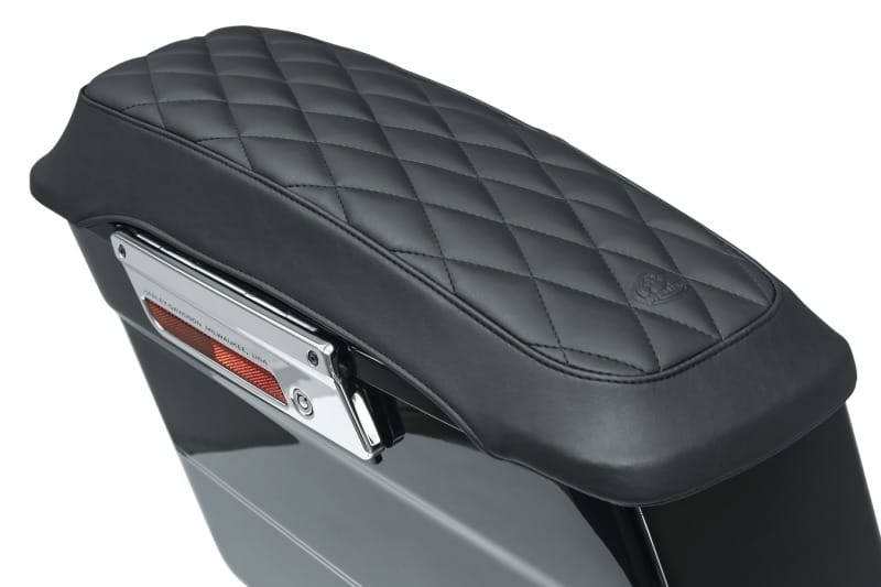 Mustang Motorcycle — Mustang 93-13 Harley FL Touring Saddlebag Lid Covers Diamond Stitch - Black