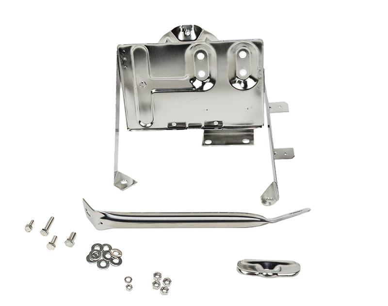 Kentrol — Kentrol 76-86 Jeep CJ Battery Tray with support arm - Polished Silver