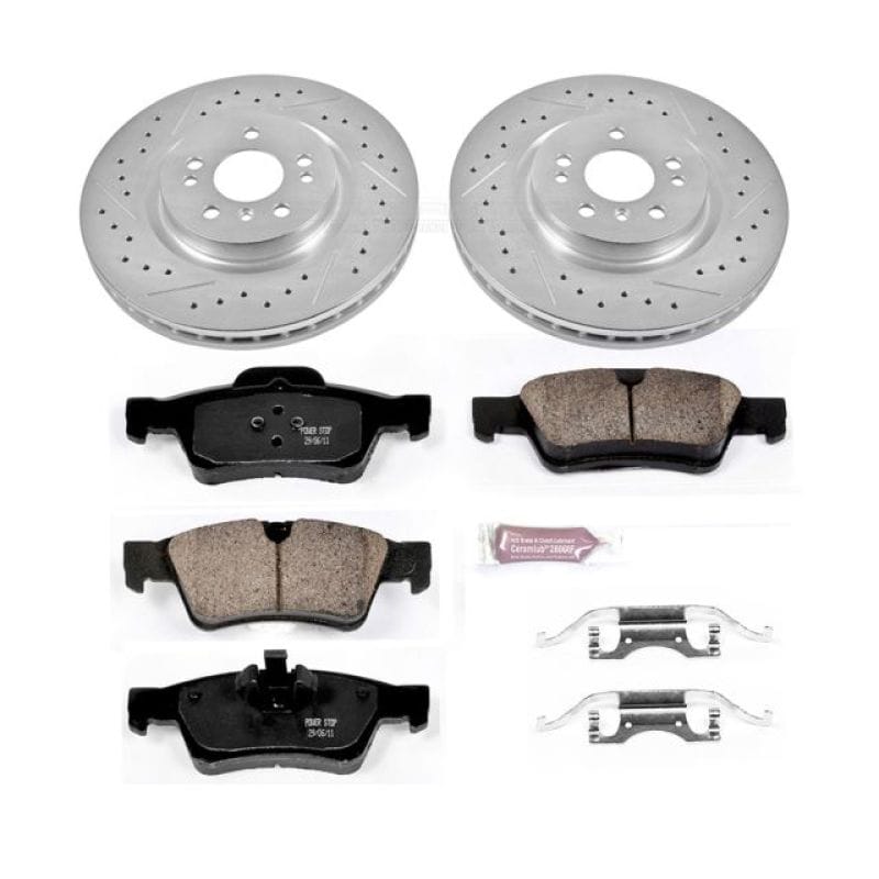 PowerStop — Z23 Daily Driver Carbon-Fiber Ceramic Brake Pad and Drilled & Slotted Rotor Kit