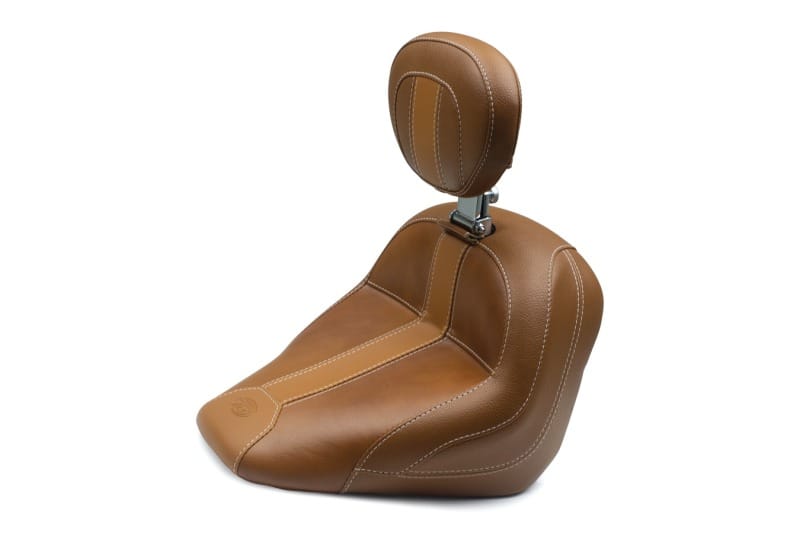 Mustang Motorcycle — Mustang 15-21 Indian Scout Standard Touring Solo Seat w/Driver Backrest - Brown