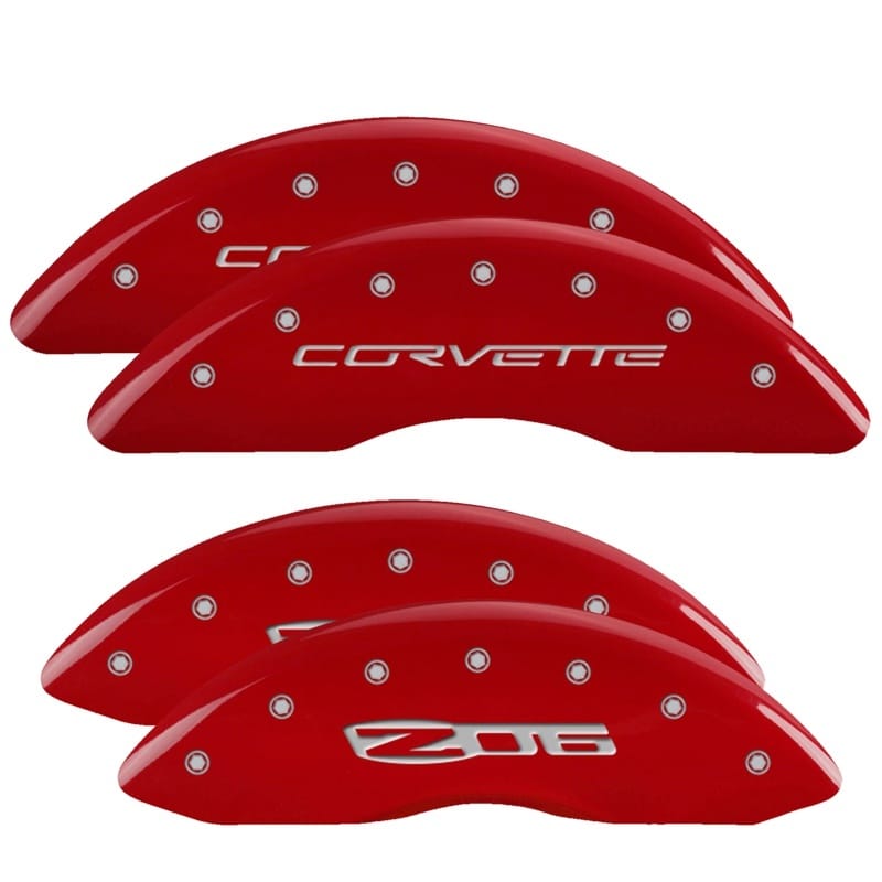 MGP — Set of 4 caliper covers, Engraved Front: C6/Corvette - Engraved Rear: C6/Z06, Re