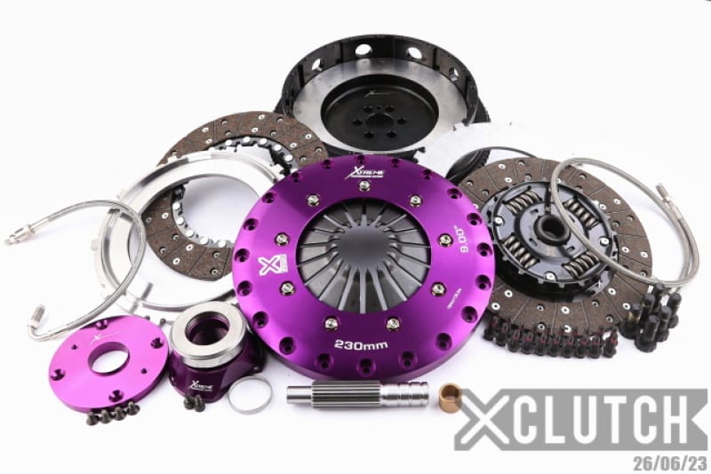 XCLUTCH — Clutch Kit Inc Chromoly Flywheel + HRB; 9" Twin Sprung Organic Clutch Discs