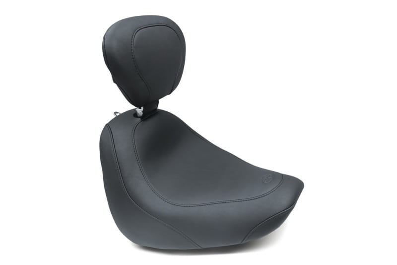 Mustang Motorcycle — Mustang 18-21 Harley Fat Bob Wide Tripper Solo Seat w/ Driver Backrest - Black