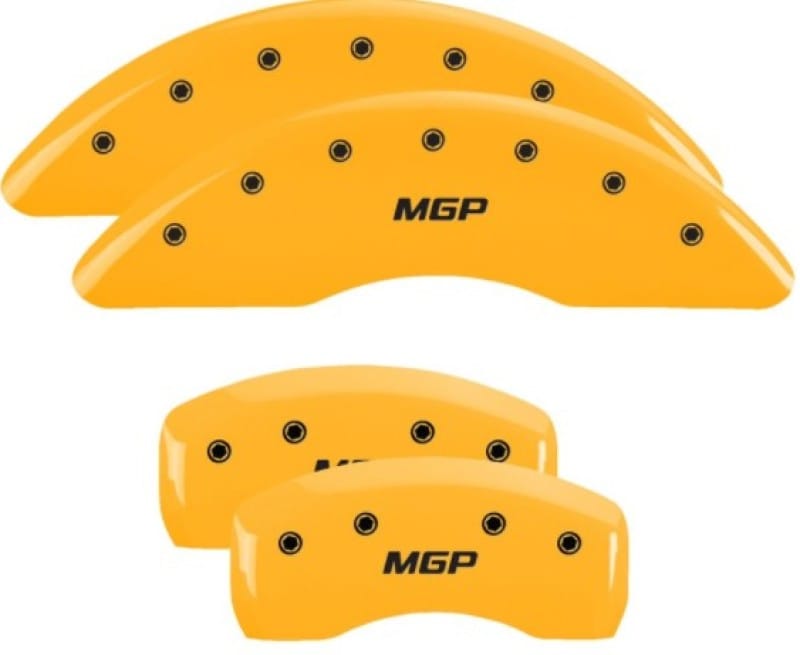 MGP — Set of 4 caliper covers, Engraved Front and Rear: MGP, Yellow powder coat finish