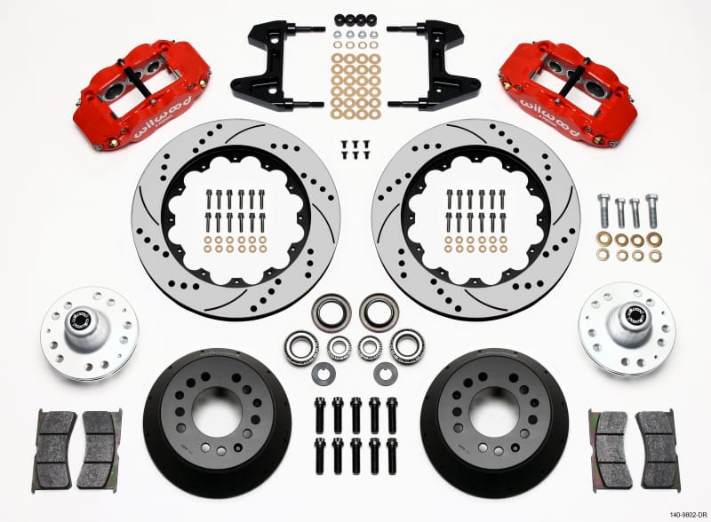 Wilwood — KIT,FRONT,PINTO/MUSTANG II,74-78,BIG BRAKE,RADIAL MT,14.0,DRILLED,RED