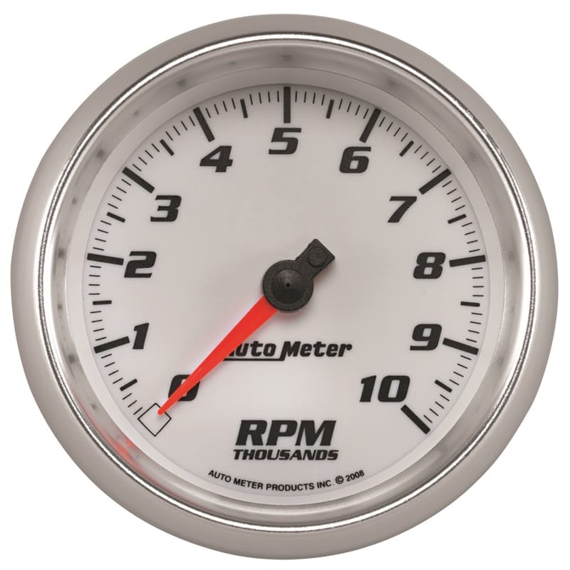 AutoMeter — GAUGE, TACHOMETER, 3 3/8", 10K RPM, WHITE, PRO-CYCLE