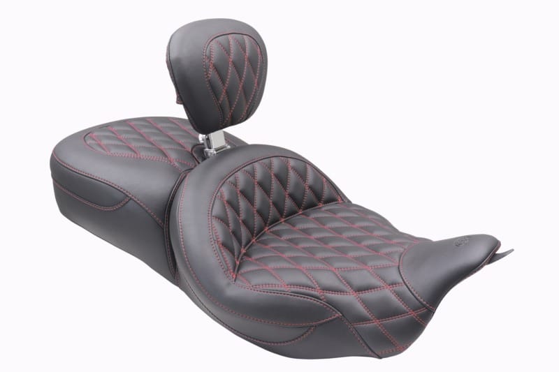 Mustang Motorcycle — Mustang 08-25 Harley FL Touring Rd King Sp, Rd Glide Ltd, Dble Diamond ST Backrest - Black/AB