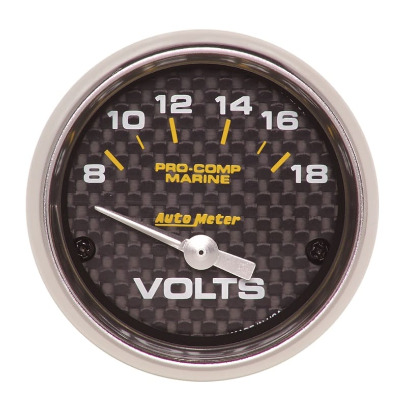 AutoMeter — GAUGE, VOLTMETER, 2 1/16", 18V, ELECTRIC, MARINE CARBON FIBER