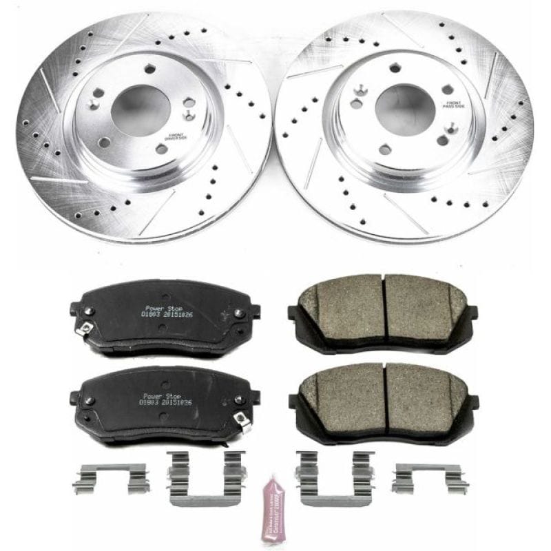 PowerStop — Z23 Daily Driver Carbon-Fiber Ceramic Brake Pad and Drilled & Slotted Rotor Kit