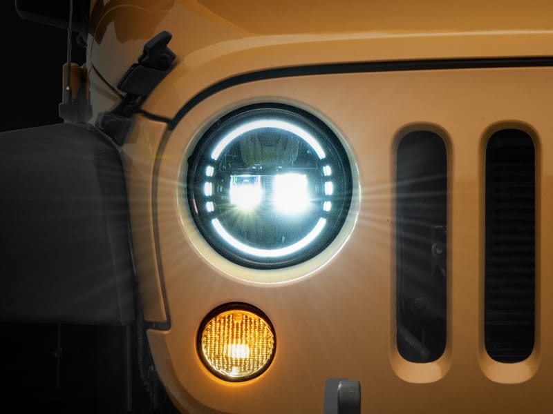 Raxiom — Raxiom 97-18 Jeep Wrangler TJ/JK Axial 7-Inch LED Headlights w/ DRL- Black Housing (Clear Lens)
Headlights