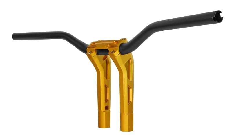 Performance Machine — Performance Machine Phatbar H-Bar Assy, 9in Riser, 1-1/4in Bar, Int Wire, Gauge Mount - Gold Ops