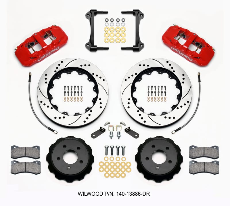 Wilwood — KIT,FRONT,MUSTANG,2015-UP,AERO6,14.00 ROTOR,SRP,RED,W/LINES