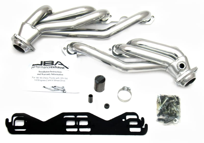 JBA — JBA 86-95 GM Truck 5.0L/5.7L SBC w/o A.I.R. 1-1/2in Primary Silver Ctd Cat4Ward Header
Exhaust Header