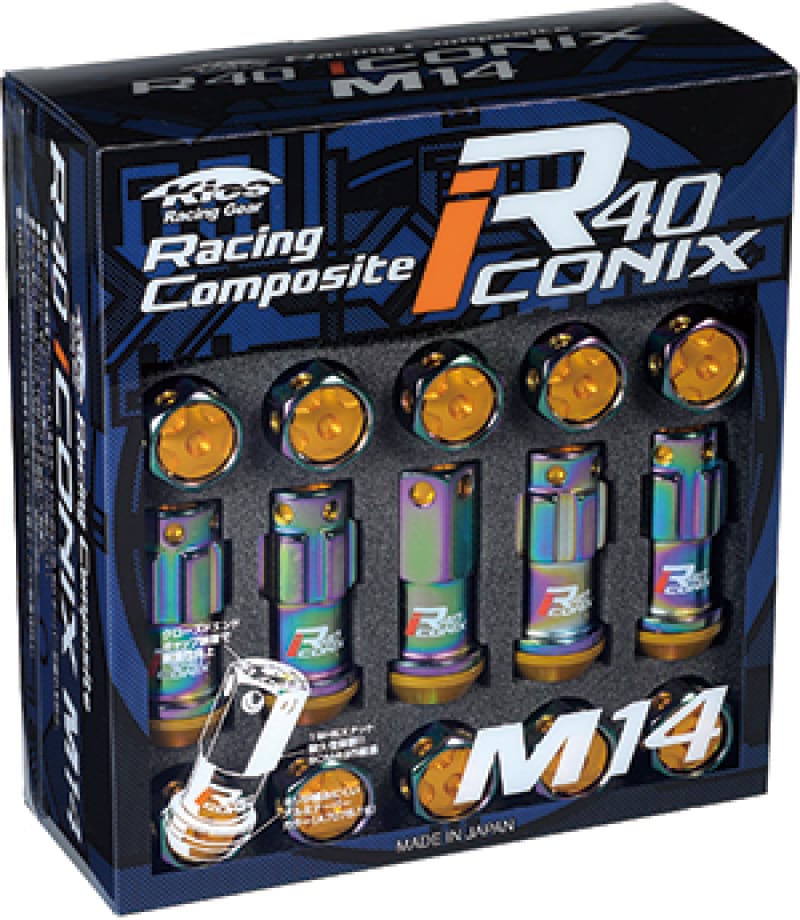 Project Kics — Project Kics 14X1.50 Neochrome R40 Iconix Lug Nuts (Black Cap) - 20 Pcs