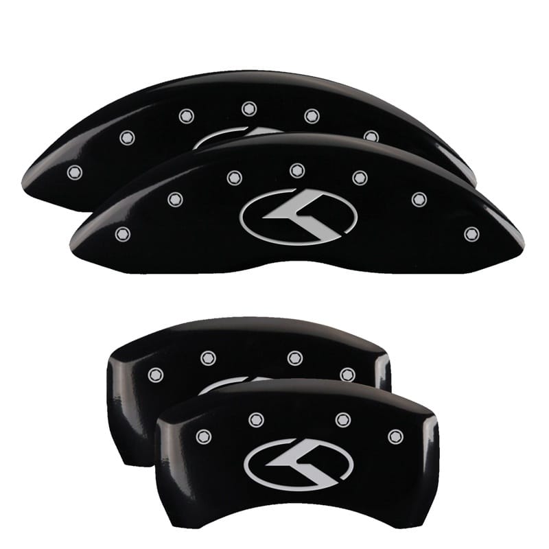 MGP — Set of 4 caliper covers, Engraved Front and Rear: Circle K/Kia, Black powder coa