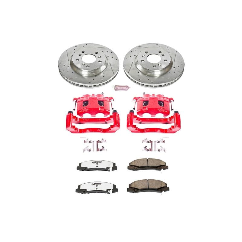 PowerStop — Z26 Street Performance Ceramic Brake Pad, Drilled Slotted Rotor, and Caliper Kit