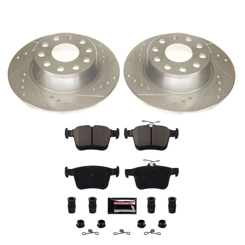 PowerStop — Z23 Daily Driver Carbon-Fiber Ceramic Brake Pad and Drilled & Slotted Rotor Kit