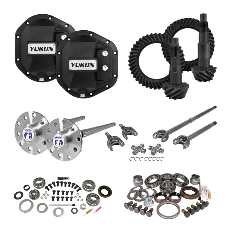 Yukon Gear & Axle — Stage 4 Re-Gear Kit upgrades front & rear diffs, 24 spl, incl covers/fr&rr axles
Stage 4 Re-Gear Kit upgrades front/rear diffs; 24 spl; incl covers/fr/rr axles