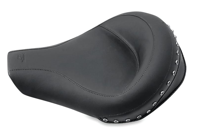 Mustang Motorcycle — Mustang 94-96 Harley Road King Standard Touring Solo Seat w/Blk Pearl Studs - Black
