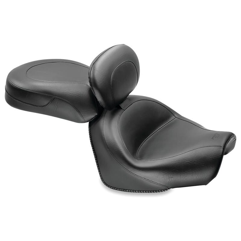 Mustang Motorcycle — Mustang 09-17 Yamaha V-Star 950, 950 Tourer Std Touring 2PC Seat w/Driver Backrest - Black