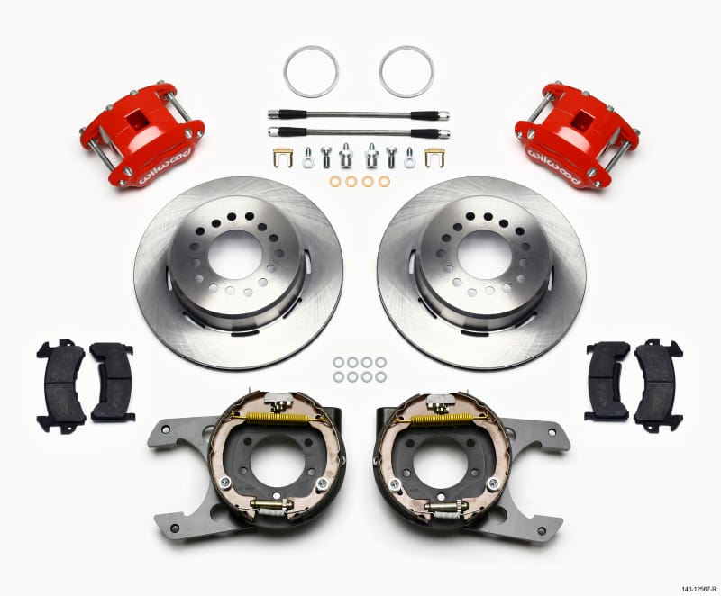 Wilwood — KIT,REAR,DISC/DRUM,JEEP DANA 35,2.56 OFF D154,1PC ROTOR,RED,W/LINES