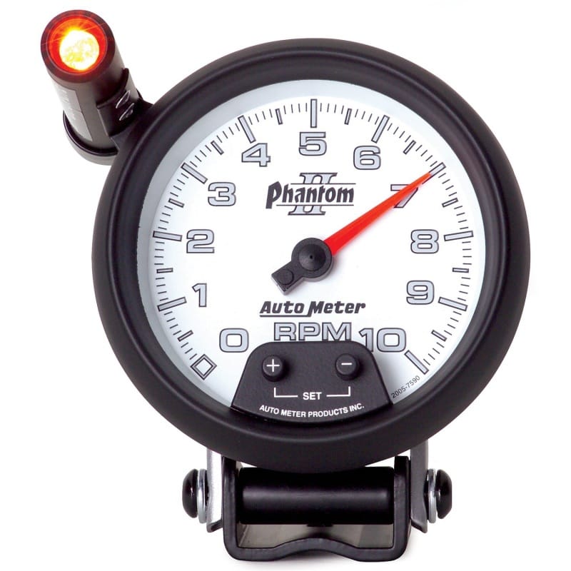 AutoMeter — GAUGE, TACHOMETER, 3 3/4" , 10K RPM, PEDESTAL W/ EXT. QUICK-LITE, PHANTOM II