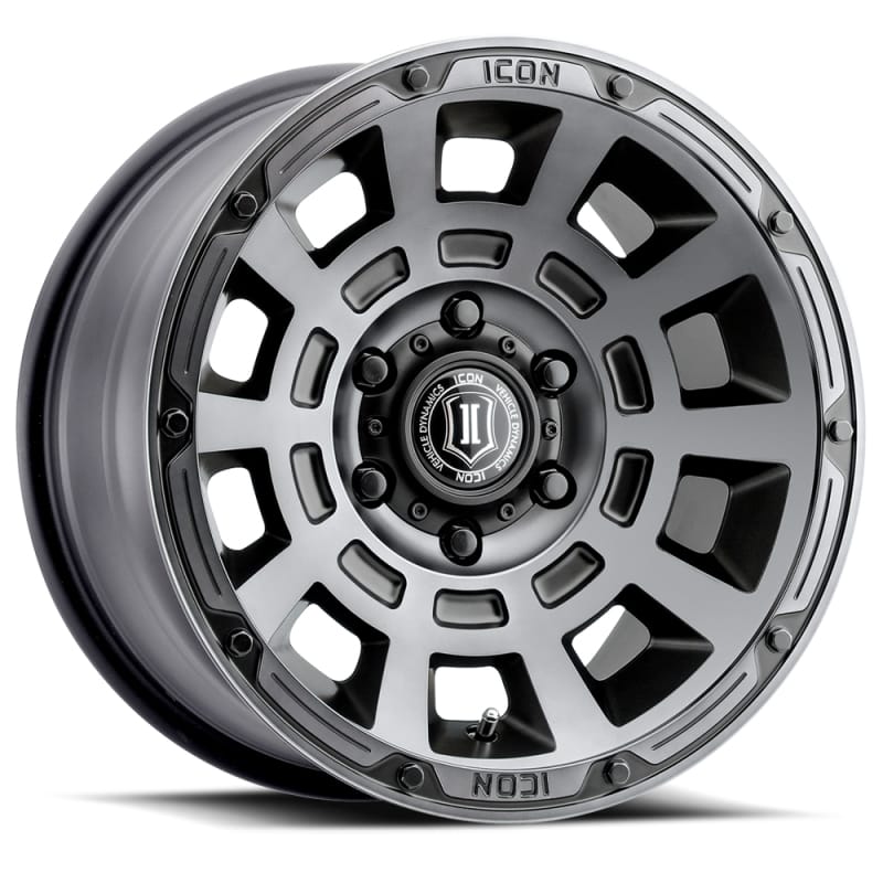 ICON — ICON ALLOYS THRUST SMK SAT BLK - 17 X 8.5 / 6 X 5.5 /  0 MM / 4.75" BS
ICON ALLOYS THRUST SMK SAT BLK - 17 X 8.5 / 6 X 5.5 / 0 MM / 4.75" BS