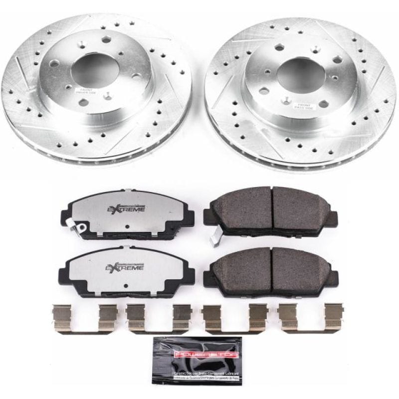 PowerStop — Z26 Street Performance Ceramic Brake Pad and Drilled & Slotted Rotor Kit