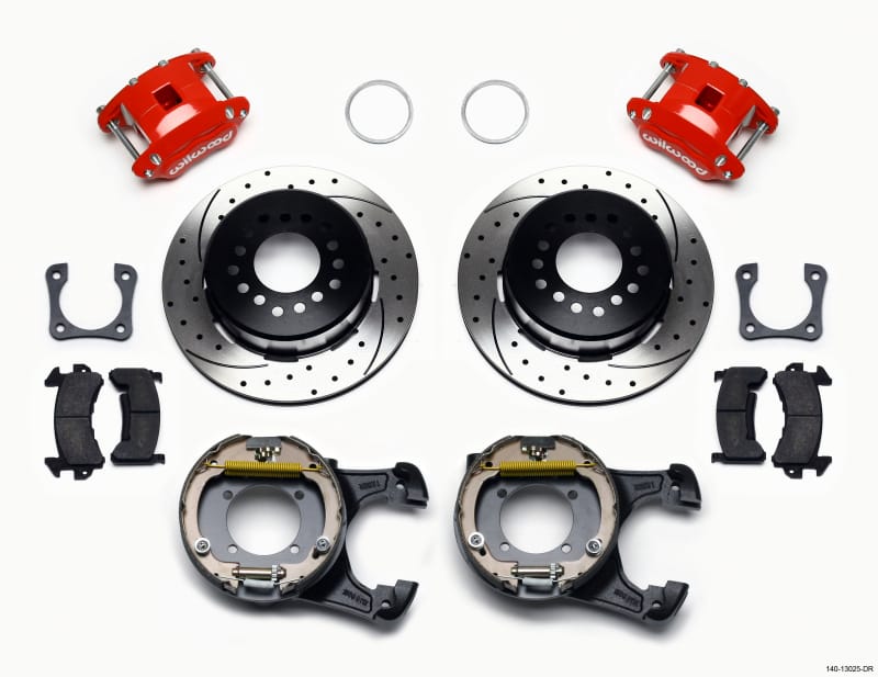 Wilwood — KIT,REAR,DISC/DRUM,12 BOLT CHEVY,2.81 OFFSET 1PC .81 ROTOR,STAGG,SPCL,DRLL,RED