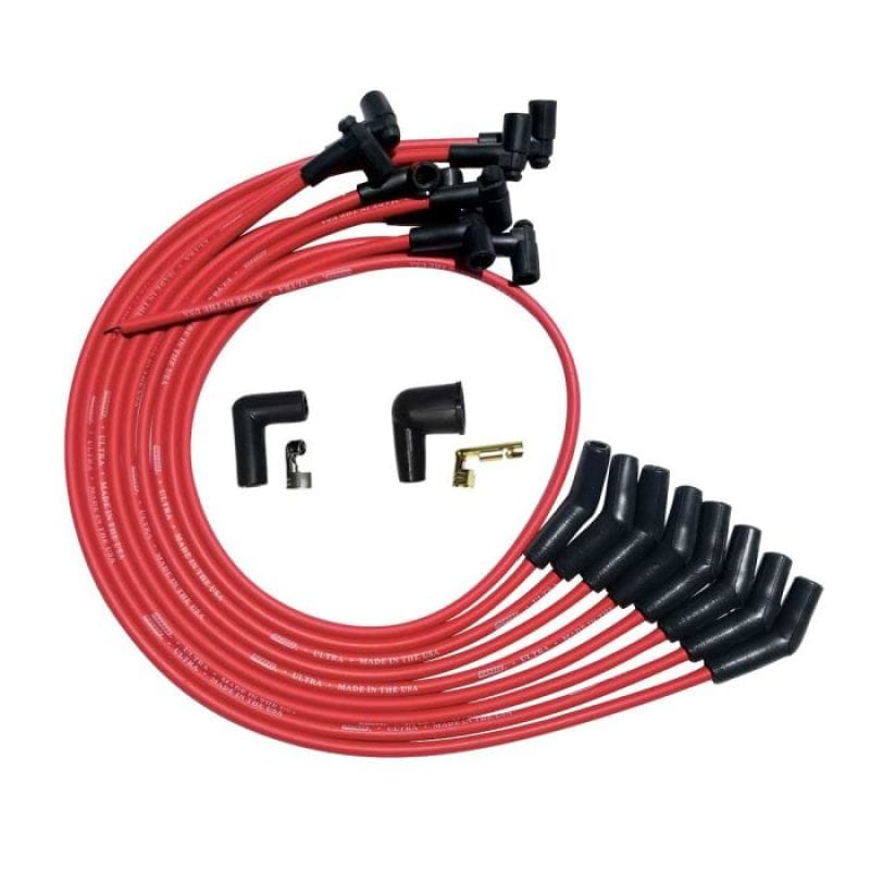Moroso — Moroso SBC Over Valve Cover 135 Plug HEI Ultra Spark Plug Wire Set - Red