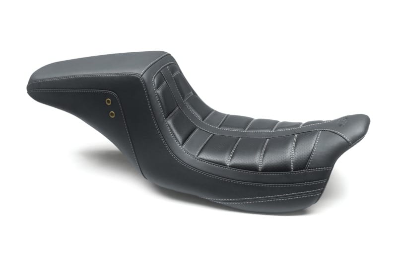 Mustang Motorcycle — Mustang 08-21 HD Electra Glide,Rd Glide,Rd King,St Glide Squareback 1PC Seat - Black w/Gry Stitching