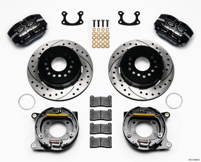 Wilwood — KIT,REAR,DISC/DRUM,DP-DB,SMALL FORD 2.50 OFF,1PC .81 ROTOR,DRILLED,BLACK