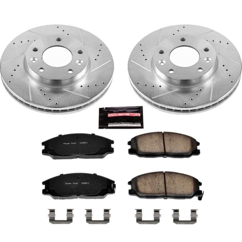 PowerStop — Z23 Daily Driver Carbon-Fiber Ceramic Brake Pad and Drilled & Slotted Rotor Kit