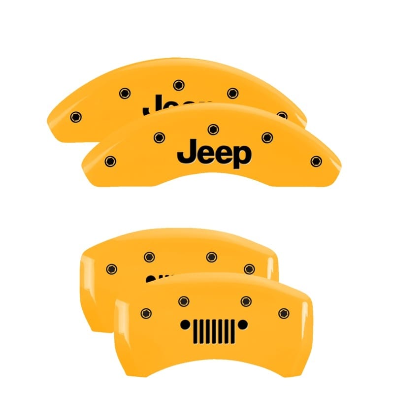 MGP — Set of 4 caliper covers, Engraved Front: JEEP - Engraved Rear: JEEP Grill logo, 