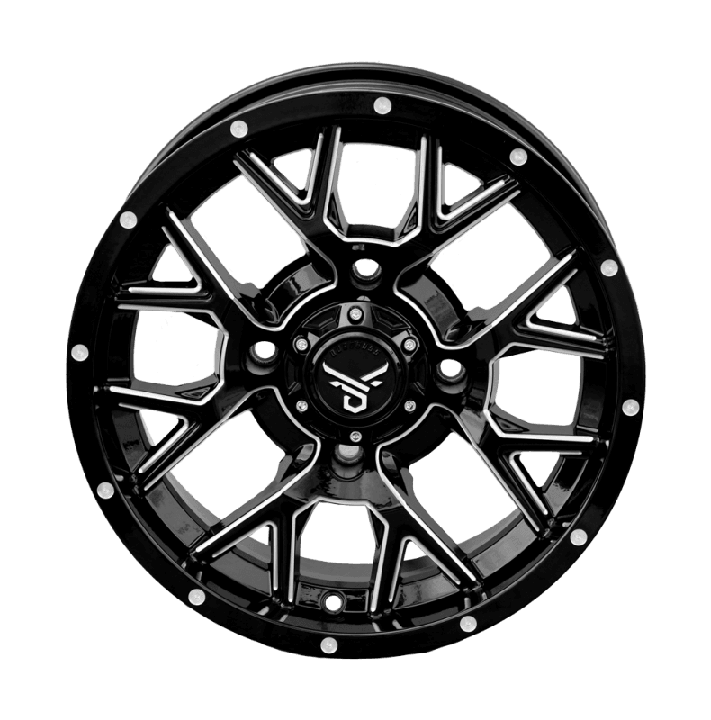 QuadBoss — Barbwire Wheel, 15x7, 5+2, 4/137, Black/Milled