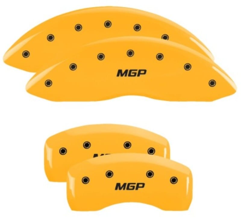 MGP — Set of 4 caliper covers, Engraved Front and Rear: MGP, Yellow powder coat finish