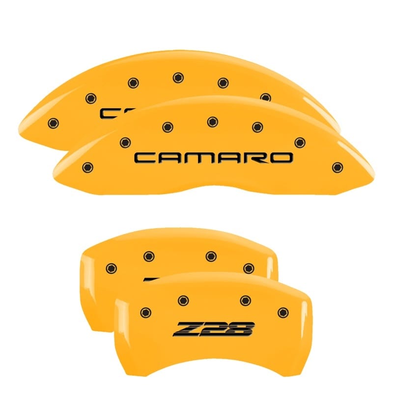MGP — Set of 4 caliper covers, Engraved Front: Gen 4/Camaro - Engraved Rear: Gen 4/Z28