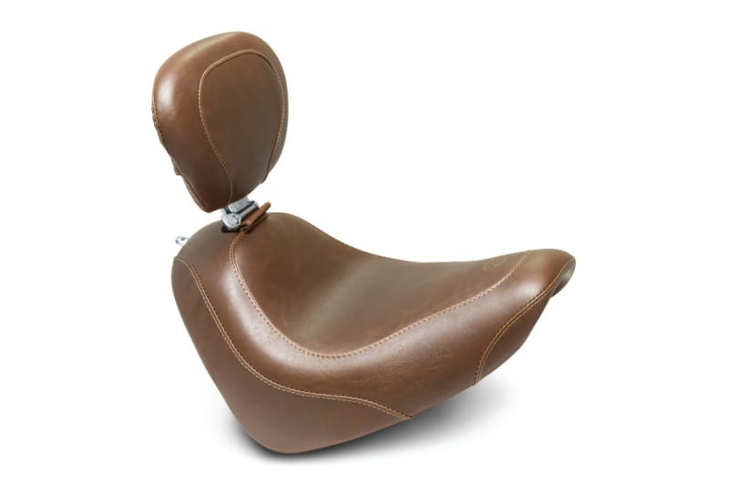 Mustang Motorcycle — Mustang 18-21 Harley Fat Bob Wide Tripper Solo Seat w/Driver Backrest - Brown