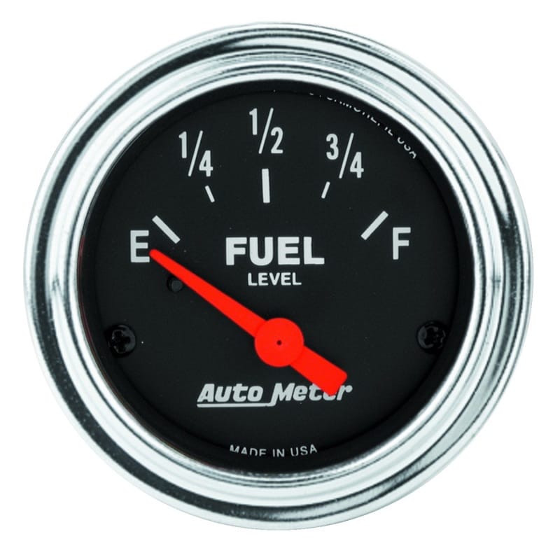 AutoMeter — GAUGE, FUEL LEVEL, 2 1/16", 0OE TO 30OF, ELEC, TRADITIONAL CHROME