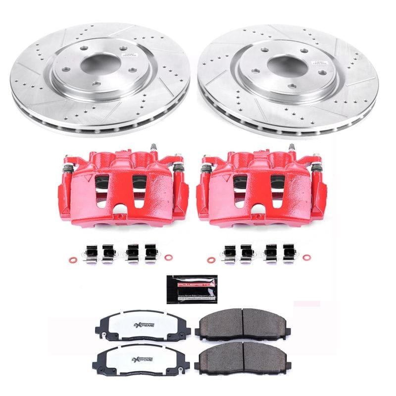 PowerStop — Z36 Truck and SUV Ceramic Brake Pad, Drilled & Slotted Rotor, and Caliper Kit