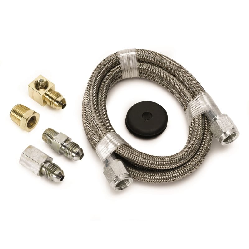 AutoMeter — LINE, BRAIDED STAINLESS STEEL, #4 DIA., 4FT. LENGTH, -4AN AND 1/8" NPTF FITTINGS